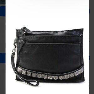 Valentino Garavani Black Studded Leather Clutch
